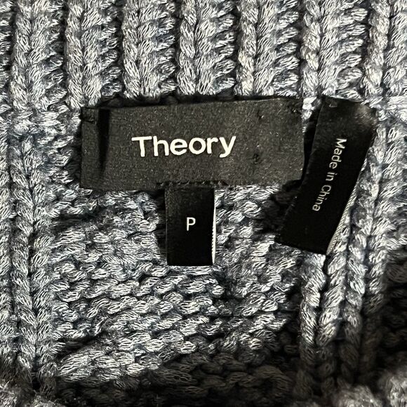 Theory Womens Size P Blue Twisting Cable Knit Wool Blend Sweater - Picture 3 of 3